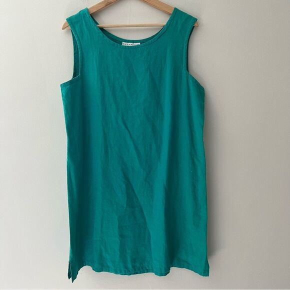 Bryn Walker Linen Tunic Turquoise Blue Green Size Medium Coastal - Picture 1 of 9
